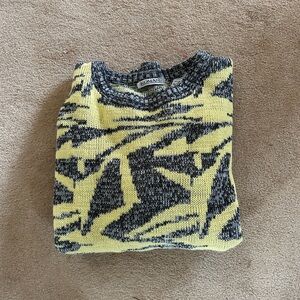 Koman Yellow and Gray abstract Patterned Sweater